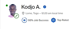 Profil Upwork complet de Kodjo